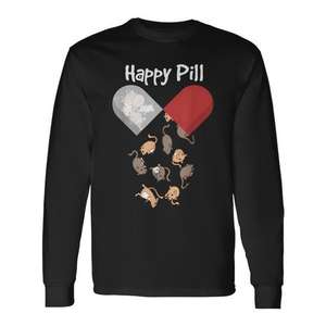 Camiseta de manga larga Rat Happy Pill con diseño de animales divertidos, ropa unisex - Product Image 1