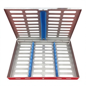 Caja de Esterilización para Instrumental Dental, 10 Instrumentos, Acero Inoxidable de Alta Calidad, Resistente al Óxido, Accesorios de Silicona, Azul, Rojo, Verde, Gris - Product Image 1