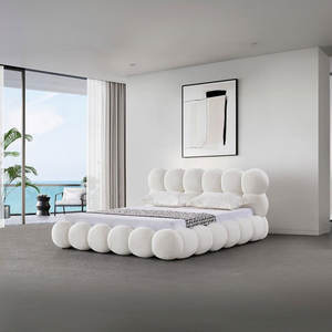 Divano Letto Moderno a Due Posti in Legno Massello, Arredamento di Lusso per Saloni di Bellezza e Hotel, Letto King Size - Product Image 1