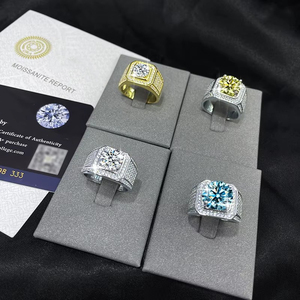 Prêt à expédier – <span class=keywords><strong>Bague</strong></span> en argent sterling 925 avec moissanite GRA 3 carats, taille brillant carrée et ronde, couleur D, pureté VVS, pour <span class=keywords><strong>homme</strong></span>, idéale pour fiançailles et <span class=keywords><strong>mariage</strong></span> - Product Image 5