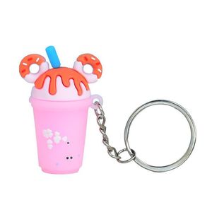 Creatieve groothandel gepersonaliseerde schattige cartoon rubberen sleutelhanger 3D PVC melkthee beker sleutelhanger hanger voor kinderen meisjes - Product Image 2