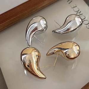 2023 Women Trendy <b>Teardrop</b> Bold <b>Stud</b> <b>Earrings</b> Chunky 18k Gold Plated Stainless Steel Tear Drop <b>Earrings</b> - Product Image 3