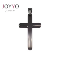 Collier Gothique en Acier Inoxydable Poli Miroir Noir Gunmetal Personnalisé Minimaliste Coupe Princesse Croix Biker Punk Vente en Gros