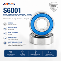 Rodamiento de Bolas de Ranura Profunda de Una Hilera de Acero Inoxidable AISI 420 S6001 S6001-2RS S6001-ZZ, Rodamiento de Motor de Alta Velocidad Antioxidante con Grasa