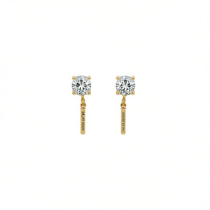 Ja. 29 Pendientes de tuerca con circonitas, chapados en oro rosa, cristal redondo de talla brillante, engaste de garra, joyería de moda para mujer, regalo, estilo clásico - Product Image 1