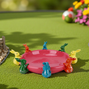 Redeco creativo <span class=keywords><strong>Bulldog</strong></span> <span class=keywords><strong>francese</strong></span> a forma di coniglio uccello da giardino piatto colorato in resina alimentatore animale <span class=keywords><strong>per</strong></span> forniture da giardino - Product Image 3