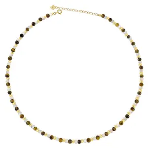 fashion jewelry 925 sterling silver necklace jewelry for women tiger eye bead pearl necklace wholesale