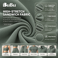 Tissu tricoté en nylon et élasthanne 180 g/m², 76 % nylon, 24 % élasthanne, 150 cm, haute extensibilité, tricot superposé pour vêtements sculptants