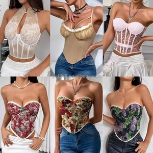 Corsetto da Donna di Alta Qualità <span class=keywords><strong>con</strong></span> Lacci Floreali, Bordi Arricciati e Fascia Stringivita, Canotta - Product Image 3