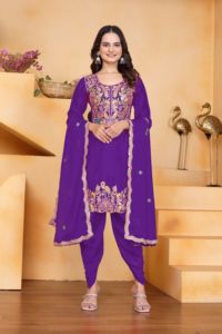 Chinon Silk Dhoti Kurta Set for Women Luxury Coding Sequence Embroidery Work <b>Kurti</b> Legging Set Indian Ethnic Wedding Wear - Product Image 3