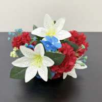 Bouquet de fleurs hawaïennes en soie rouge, blanc et bleu, best-seller, bouquet de fleurs patriotiques, Saint-Valentin, mariage, Noël