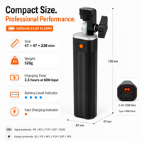 Alimentation portable en métal et PVC pour éclairages photo 91,76 Wh 100 W, batterie à charge rapide USB-C PD avec D-Tap 120 W et monture 1/4
