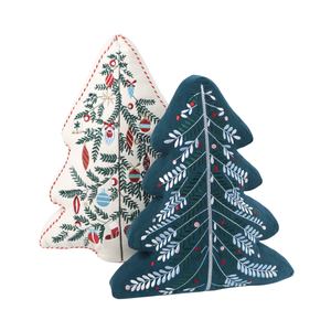 Housse de coussin brodée en forme de sapin de Noël, décoration de canapé et de salon, coussin confortable en velours avec passepoil pour Noël joyeux - Product Image 1