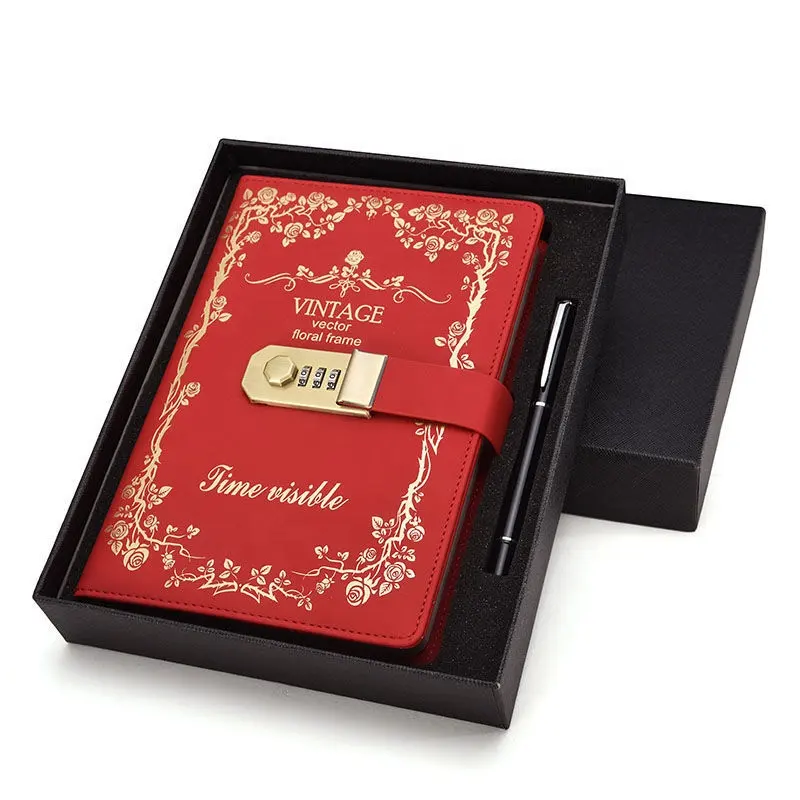 סיסמא מחברת רטרו ספר creative יומן עם מנעול מכתבים סט קידום מתנה