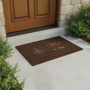 Door Mat Brown With Embroidered Bike And Tree Design 38x58 Cm For Entryway Use - Product Image 3