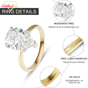 Anillos Personalizados de Oro Blanco, Amarillo o Rodio de 10k, 14k o 18k con Moissanita Corte Pera de 1ct-4ct para Compromiso, Boda y Fiesta - Product Image 6