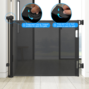 Barrière de sécurité pour bébé, design adapté aux bébés, robuste, en maille, barrière de sécurité rétractable pour bébé, multifonctionnelle, pour porte et cuisine - Product Image 3