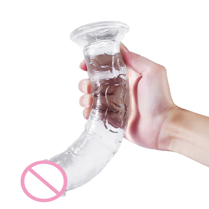 Dildo trasparente realistico economico con ventosa e senza palline Dildo para mulheres - Product Image 3
