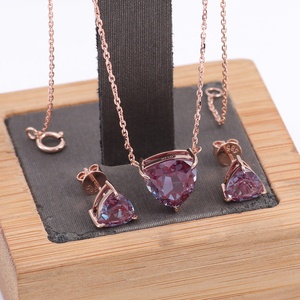 Joyería de 14K, pendiente de Alejandrita de corte <span class=keywords><strong>Trillian</strong></span> de 6,5mm con pendiente de oro rosa Real de 14K, conjunto de joyas de piedras preciosas para mujer - Product Image 1