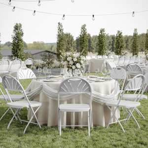 Chaise pliante moderne ADXIN en plastique avec dossier ventilé, structure en acier, <span class=keywords><strong>l</strong></span>égère et portable pour événements, repas, mariages, fêtes, pique-niques, banquets - Product Image 2