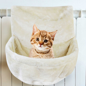 猫のハンモックベッド、ワイヤーベッドフレーム付きの暖かく居心地の良いぬいぐるみのお昼寝、窓用の猫の吊り棚、ケージ - Product Image 4