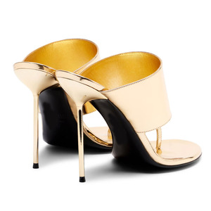 Luxury Brand Design Patent PU Shining Gold Women High Heel Mules - Product Image 2