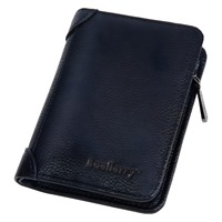 Baellerry dompet PU pria desain Vintage, dompet koin lipat tiga slot kartu ritsleting