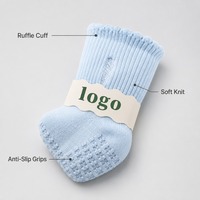 Chaussettes antidérapantes en coton tricoté, 5 couleurs, avec grip antidérapant, pour yoga, pilates, danse, usage domestique, avec revers à volants, logo personnalisé, OEM, vente en gros