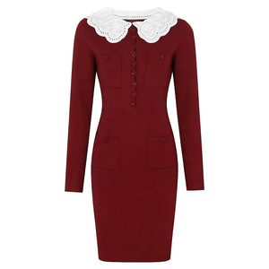 open lace back dress Little Red Dress with Peter Pan Collar (MADE TO ORDER)  Wolf Pup Brigade