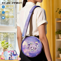 Sac bandoulière cylindrique personnalisé pour femme, motif dessin animé, sac à l'épaule rond imprimé anime, petite pochette circulaire, prix d'usine