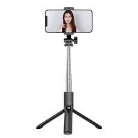   Tongkat Selfie Tripod Genggam dengan Lampu Pengisi, Braket Siaran Langsung Universal untuk Ponsel