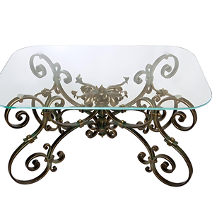 Modern Style Contemporary Design Outdoor Patio Garden <b>Metal</b> Wrought Iron Antique Finish Patio <b>Bench</b> Set for Cafe Coffee Shop - Product Image 2