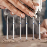 Ensemble de 6 embouts de ponçage coniques en diamant et acier inoxydable à 5 grains pour cuticules, outils professionnels de préparation des ongles pour nettoyer les cuticules