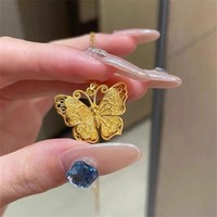 Zooying Vintage papillon pendentif filigrane évider bouddhisme lien chaîne or Zircon clavicule collier pour les femmes