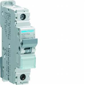 NDN120A ปรับแต่งได้ด้วยเซอร์กิตเบรกเกอร์ขนาดเล็ก Hagers 10000A 10kA 1P ค่าความโค้ง D 20A 1M - Product Image 1