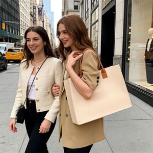 Nouveau sac fourre-tout tendance en feutre bleu avec poignées en PU pour événements publicitaires - Product Image 5