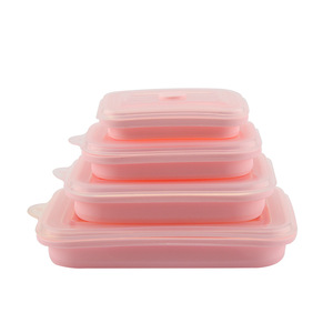 Ensemble de 4 boîtes à lunch Bento pliables en silicone pour le stockage des restes de <span class=keywords><strong>repas</strong></span> de <span class=keywords><strong>bébé</strong></span> et l'emballage alimentaire avec cuillère incluse - Product Image 3