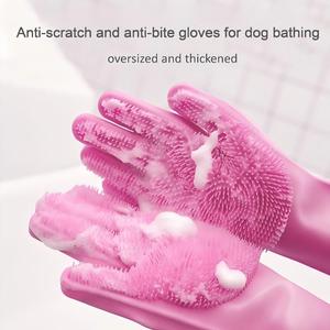 Gants de bain pour animaux de compagnie, anti-rayures, anti-morsures, <span class=keywords><strong>brosse</strong></span> de toilettage pour chiens et chats, gants de nettoyage et de massage longs pour Teddy <span class=keywords><strong>Golden</strong></span> <span class=keywords><strong>Retriever</strong></span> - Product Image 1