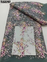 Tissus en dentelle appliquée de luxe élégants et magnifiques en gros, tissus brodés de perles et de paillettes pour robes de soirée