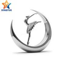 Escultura de Bailarina Luna Creciente de Acero Inoxidable Pulido Espejo Grande para Arte en Exteriores e Interiores en Plazas y Parques Urbanos