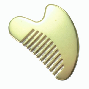 Planche de massage Gua Sha en alliage de zinc doré, à surface dentelée et profilée, outil de massage en métal. - Product Image 4
