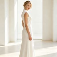 Robe Qipao de Mariage Blanche Personnalisée Brodé Sans Manches Col Mandarin Épaules Découpées pour Femme, Faible MOQ