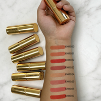 Rouges à lèvres mats longue tenue aux couleurs OEM avec emballage en tube doré, tube vegan, imperméable, marque privée, rouge à lèvres crème non collant