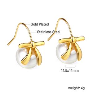 Oferta Relámpago: Aretes de Perlas de Acero Inoxidable Chapados en Oro, Resistentes al Agua y al Deslustre, para Regalo de Mujer - Product Image 2