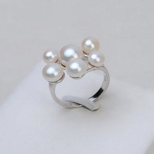 Anillo Abierto de Plata S925 con 6 Cuentas, Anillo de Perlas Hecho a Mano, Chapado en Oro Rosa, Juego de 16 Accesorios - Product Image 4