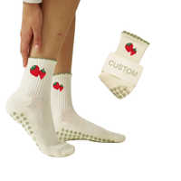 Chaussettes de sport personnalisées pour Pilates et Yoga, 100% Coton, Respirantes, Douces, Tricotées, avec bordure, semelle et corps à motifs dessinés à la main, pour adultes, pour le printemps
