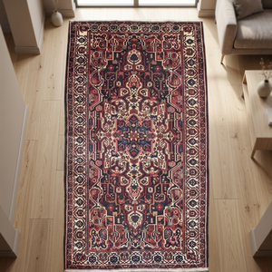 One of the Kind Hand-Knotted <b>Wool</b> Rug-Luxurious Vintage Design Non-Slip Low Pile 9'3 X 5'1 Artisan <b>Crafted</b> Qom Origin - Product Image 2