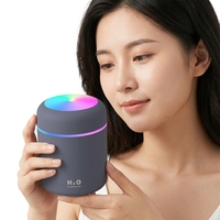 Mini humidificateur portable USB 300 ml, diffuseur ultrasonique à brume froide avec lumière LED colorée pour voiture, bureau, chambre