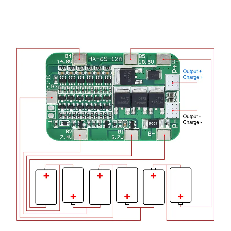 Защитная плата GREATZT 6S 15A 24 в PCB BMS для 6 пакетов, модуль литий-ионной, литиевой батареи 18650, Новое поступление