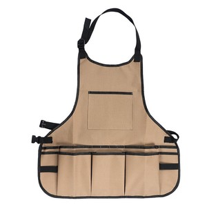 Delantal de lona gruesa impermeable color caqui con múltiples bolsillos para uso en carpintería y electricidad - Product Image 1